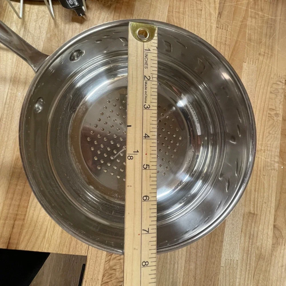 All-Clad Stainless Steel Steamer Basket Insert Perforated Riveted Handle 8in